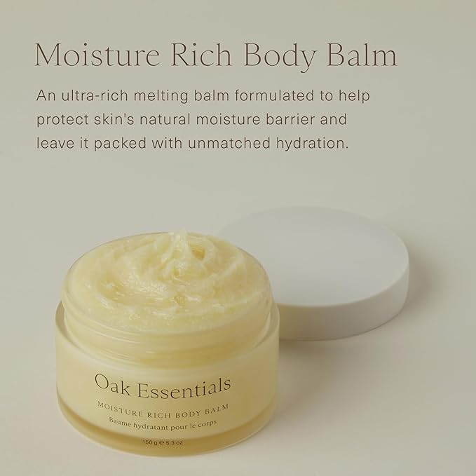 Oak Essentials Moisture Rich Body Balm | Ultra-Hydrating Body Cream with Sea Buckthorn Oil, Cocoa Butter & Coconut Oil, 5.3 Oz