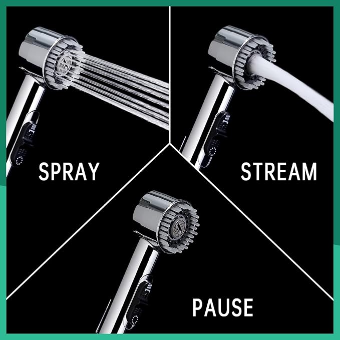 3 Mode Dog Shower Attachment, High Pressure Handheld Sprayer with ON/OFF Switch, G1/2" Metal Shower Diverter, 100 Inches Stainless Steel Hose, No Drill Hook, for Indoor Pet Bathing and Washing