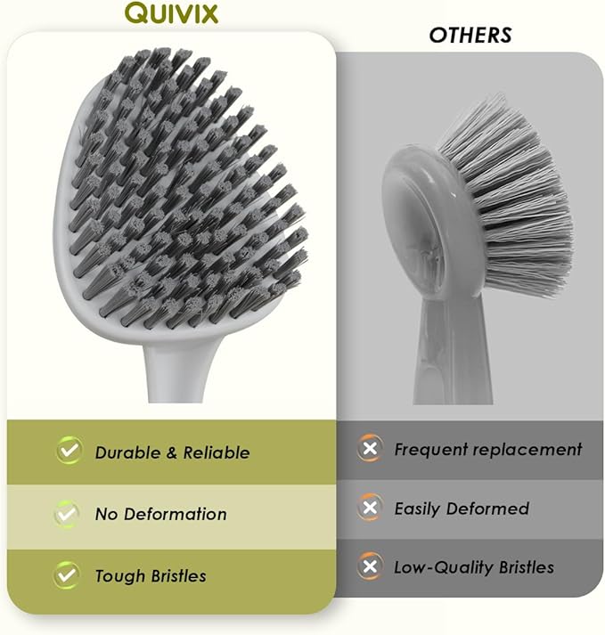 Heavy Duty Scrub Brush with Long Handle, Grout Cleaner Brush, Stiff Bristles Scrub Brushes for Cleaning Bathtub, Bathroom, Shower, Tile, Carpet, Kitchen, Sink (Green)