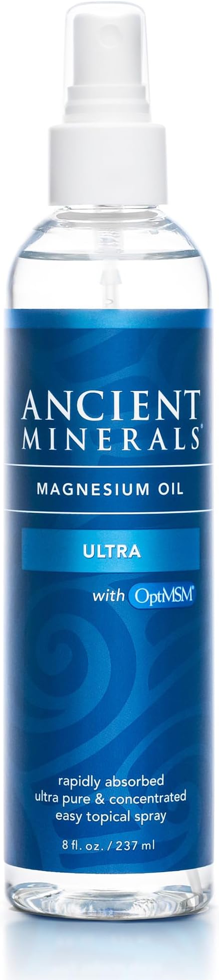 Ancient Minerals Ultra Magnesium Oil Spray Bottle of Pure Genuine Zechstein Magnesium Chloride - Topical Skin Application (8oz)