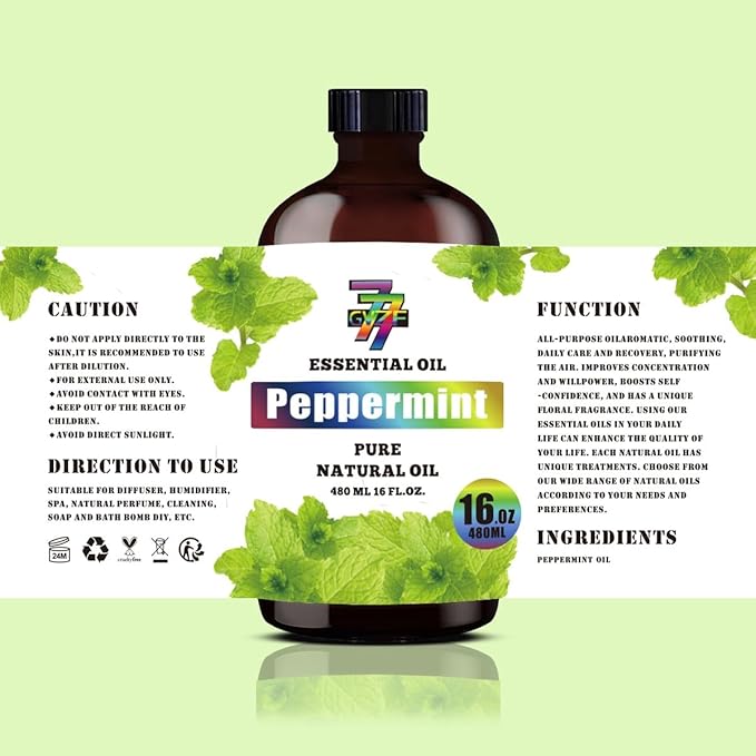 Peppermint Essential Oil (16 oz / 480 ml) – Peppermint Oils for diffusers, humidifiers, Home Baths, Cleaning Products, Yoga, DIY Soaps and DIY Scented Candles