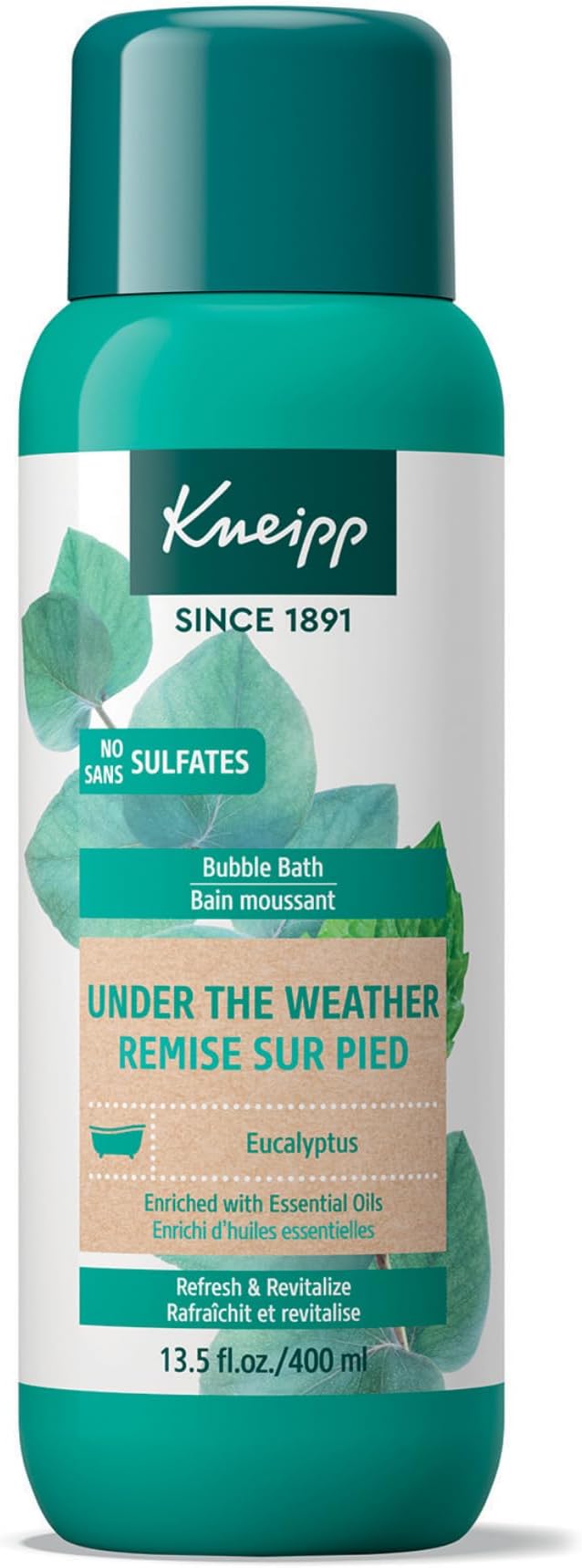 Kneipp Under The Weather Eucalyptus Aromatherapy Bubble Bath - Good for Respiratory Wellness - Vegan - Sulfate Free - 13.5 fl oz - Up to Eight Baths