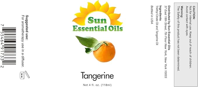 Sun Essential Oils Tangerine Essential Oil 4oz - Pure Tangerine Aromatherapy Oil