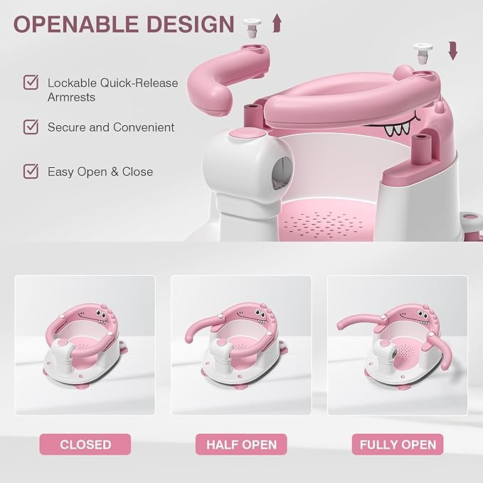 Baby Bath Seat for Babies 5 Months & Up - Non-Slip Bath Seat for Sitting Up, Soft Cushion & Compact Design, Toddler Bathtub Seat