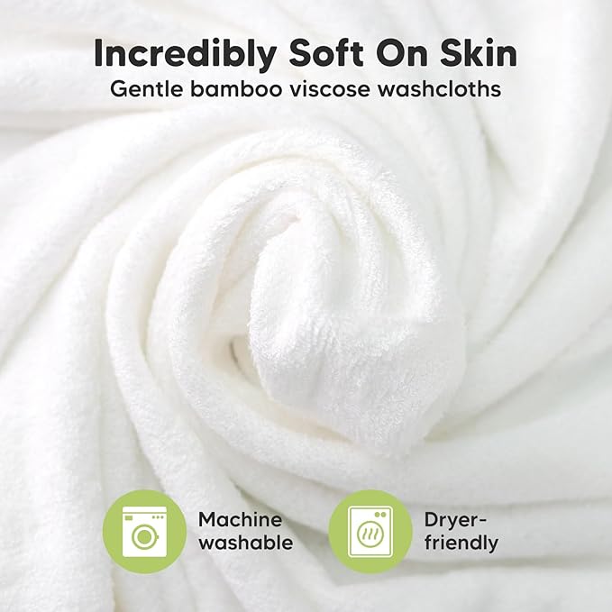 6-Pack Baby Washcloths - Soft Absorbent Viscose from Bamboo Wash Cloths for Babies, Kids, Toddlers, Infant, Newborn Bath Towels, Gentle on Sensitive Skin, 10x10 Reusable Face Towels (Cool Gray)