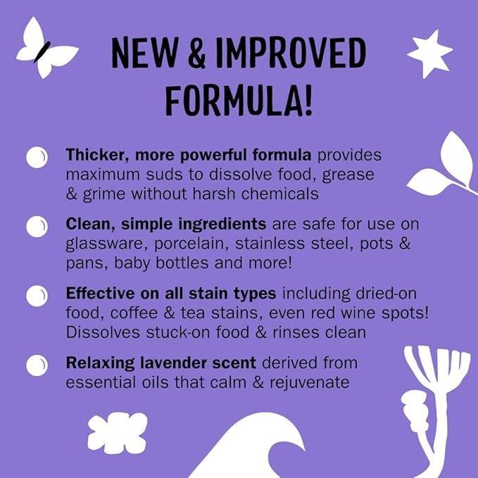 Molly's Suds Liquid Dish Soap | Clean, Simple Ingredients | Extra Scrubbing Power | Lavender Scent, 24 oz - 2 Pack