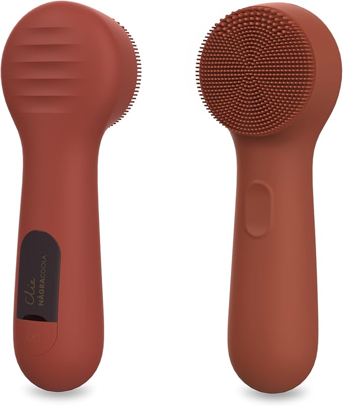 Silicone Face Scrubber, NågraCoola CLIE 2.0 Facial Cleansing Brush, Rechargeable, Waterproof Face Scrub Brush for Cleansing, Exfoliating, Massaging, Electric Facial Exfoliator for Women and Men-Russet