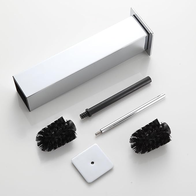 BVL Toilet Brush and Holder Set Chrome Stainless Steel 304 Square Freestanding Toilet Brush for Bathroom