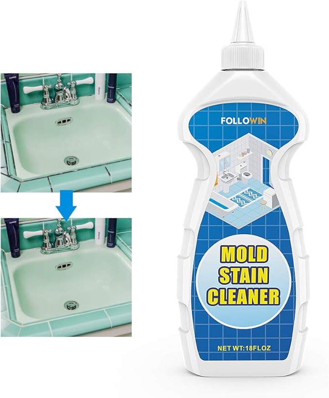 FOLLOWIN Mold and Mildew Bathroom Cleaner Gel 18oz, Household Stain Cleaner for Showers Tiles Grout Sealant Sinks