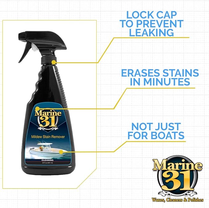 Marine 31 Mildew Stain Remover & Cleaner | Effective for Boats, Homes, Patios, Bathrooms & Showers | Removes Mold & Mildew Stains | Combo Pack | M31-370-RFK-1 | 20oz & Gallon