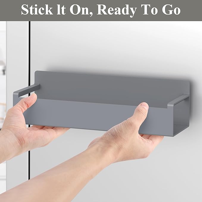 4 Pack Magnetic Spice Rack Organizer for Refrigerator and Oven, Dark Grey Fridge Organizers and Storage for Kitchen