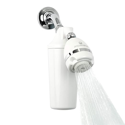Aquasana Shower Filter | Dermatologist-recommended for softer, healthier skin & hair | Proven to reduce 90% of chlorine for 6 months | High pressure | Includes shower head | AQ-4100