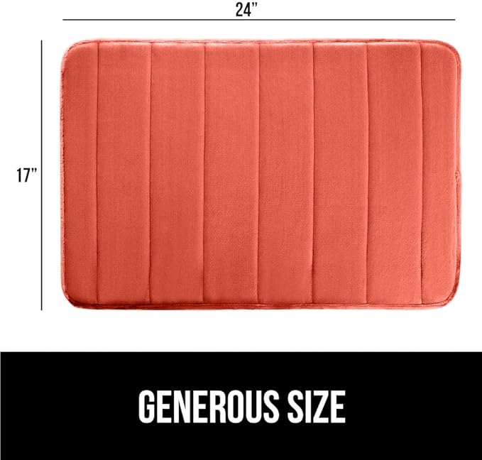 GORILLA GRIP Memory Foam Bath Mat, Soft Absorbent US Designed Bathroom Rug, Gripping Dots Machine Washable Bathmat, Cushioned Floor Mats, Shower Sink Rugs Room Décor Accessories, 24x17 Coral