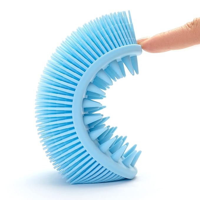 Premium Sensory Brush for Kids or Autism,Soft Silicone Body Scrubber,2 in 1 Sensory Room Occupational Therapy Sensory Brushes,Silicone Loofah,Pet Shower Brush Bath Brush Shampoo Brush(Spikes-Black)