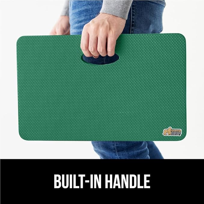 GORILLA GRIP Extra Thick Patent Pending Soft Foam Kneeling Pad, Supportive Large Cushion Knee Pads for Gardening, Baby Bath Time, Dirt and Water Resistant, Workout and Garden Supplies, 17.5x11, Green