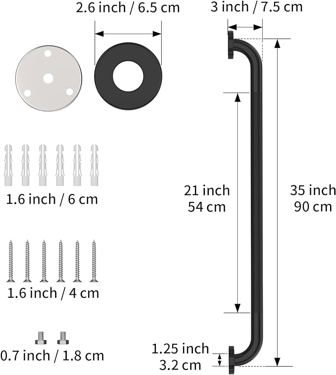 36 Inch Shower Grab Bar Oil Rubbed Black, Munzong Anti Slip Bathroom Grab Bar, Knurled Bathroom Balance Bar,Safety Hand Rail Support Handicap Elderly Injury Senior Assist Bath Handle