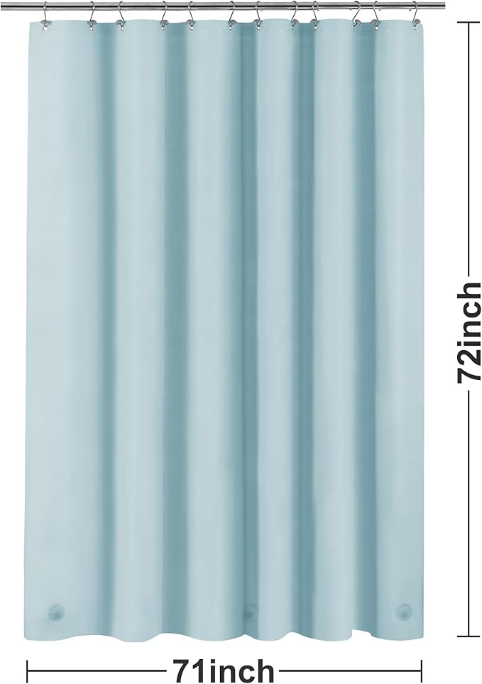 Light Blue Shower Curtain Liner - Premium PEVA Shower Liner for Bathroom, BPA & PVC Free, No Chemical Smell, Lightweight Standard Size Bath Curtain with 3 Magnets, Metal Grommets - Light Blue