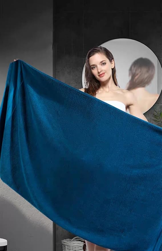 Bath Sheet,Oversized Bath Towel,Beach Towel, 40x73 inches, Extra Large,100% Luxury Cotton, Super Soft & Absorbent(Indigo Blue, Extral Large)