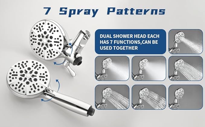 2 Handles Shower Faucet Set with Tub Spout Bathtub Shower Faucet Combo Set Shower System Complete Tub and Shower Trim Kit Chrome Polished Wall Mounted Shower Fixtures