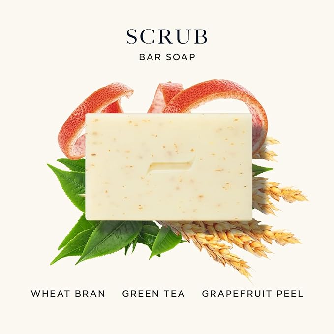 Caswell-Massey Heritage Body Scrub Castile Bar Soap for Men & Women, Exfoliating Natural Soap Bar for All Skin Types, Made with Essential Oils & Plant-Based Formula for Face & Body, 6.4 oz