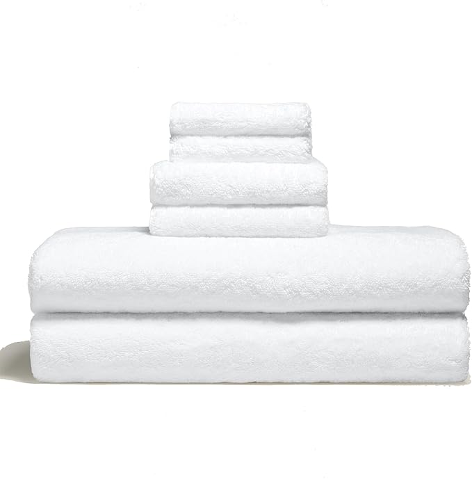 Italic Ultraplush Luxe 6 Piece Towel Set – 2 Bath Sheets, 2 Hand Towels, 2 Washcloths – 800GSM Soft, Highly Absorbent & Quick Drying, Resort Grade 100% Australian Cotton Towels (White)