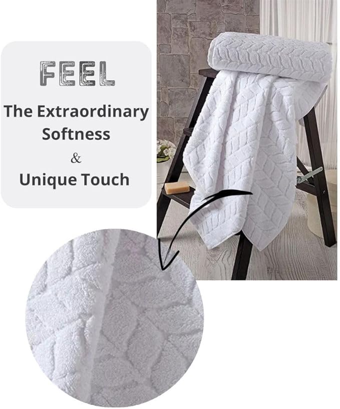 BAGNO MILANO Turkish Cotton Ultra-Soft Plush Absorbent Quick Dry Bathroom Towel Set, Made in Turkey (White, Bath Sheet)