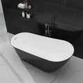 Freestanding Bathtubs 59 inch Black and White Acrylic Free Standing Soaking Tub with Integrated Overflow, Modern Home Spa Tub with Chrome Drain