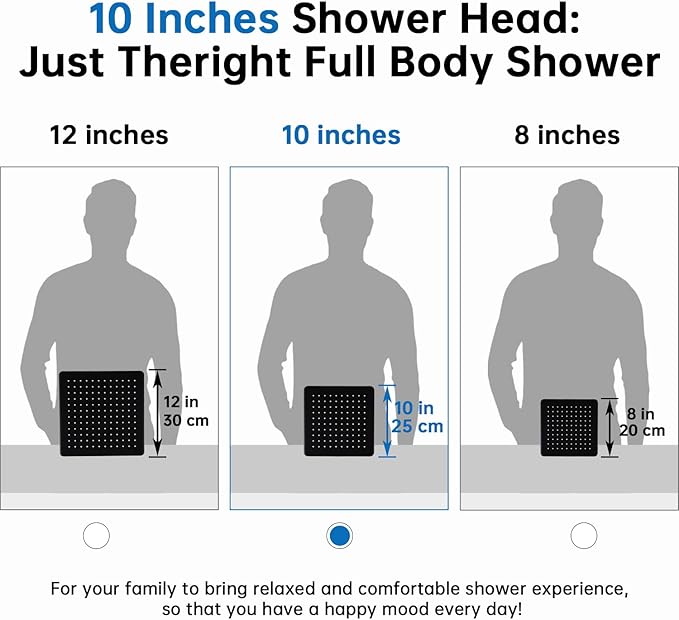 G-Promise All Metal 10 Inches Rain Shower Head with Handheld Built-in Power Wash Mode, 3-way Diverter with Pause Setting, 11 Inches Adjustable Extension Arm with Lock Joint, Long Hose (Matte Black)