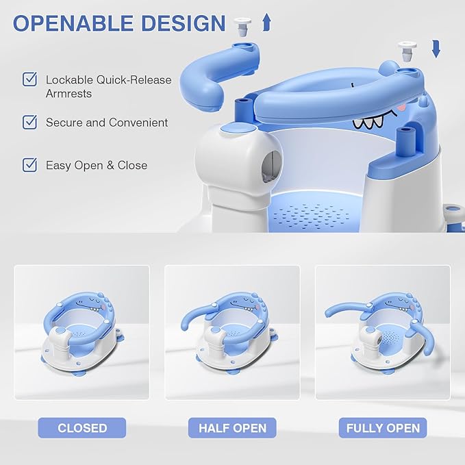 Baby Bath Seat for Babies 5 Months & Up - Non-Slip Bath Seat for Sitting Up, Soft Cushion & Compact Design, Toddler Bathtub Seat