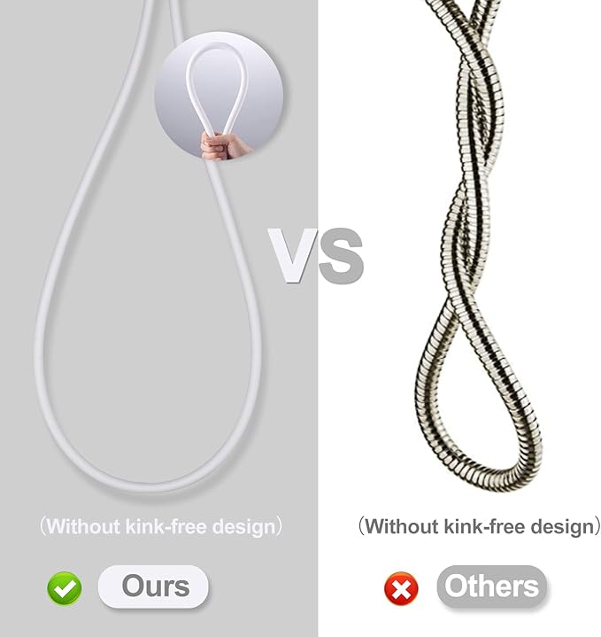 Aleasha Shower Hose, 140 Inches Extra Long Shower Head Hose Extension for Bathing Toilet Cleaning Dogs Bathroom Bathing White Handheld Shower Hose