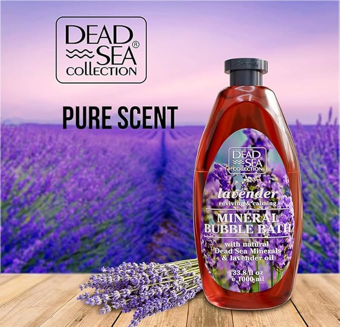 Dead Sea Collection Bubble Bath with Lavender for Women and Men - Lavender Oil and Pure Dead Sea Minerals - Nourishing and Moisturizing Skin - Pack of 2 (67.6 fl.oz)