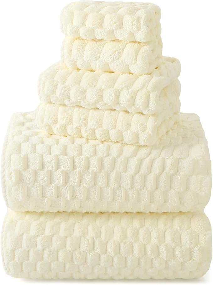 REDKISS Cream Extra Large Bath Towels Set of 6-35"x70" Oversized Bath Sheets for Adults, Microfibers Bathroom Towel Sets XL, Highly Absorbent Luxury Shower Towel for for Bathroom Spa Gym Hotel Yoga