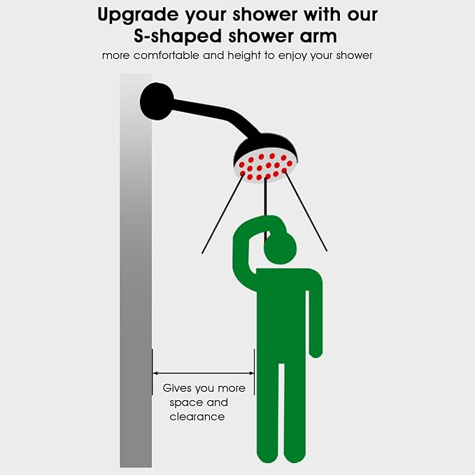 10 Inch Shower Arm with Flange and Stabilizer Bracket, Wall Mounted Shower Pipe Arm 304 Stainless Steel For Fixed Shower Head & Handheld Showerhead, Brushed Nickel