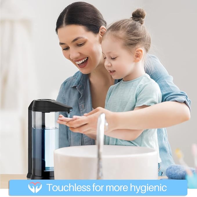 Secura 17oz Automatic Liquid Soap Dispenser, Touchless Battery Operated Hand Soap Dispenser with Adjustable Soap Dispensing Volume Control Dial, Personal Care Dispenser (Black)