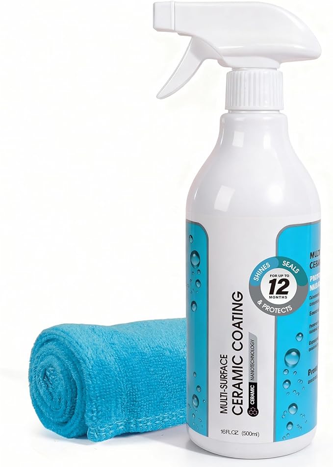Ceramic Coating Spray for Stainless Steel & Glass - Fingerprint & Water-Spot Repellent, Long-Lasting Surface Protection for Kitchen & Bath (500ml)