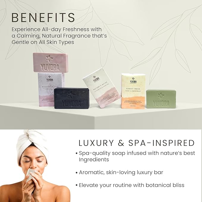 Handmade Women’s Body Soaps 5 OZ Pack of 4 – Long-Lasting Natural Bar Soap – Luxurious Aromatherapy Scents – Moisturizing Herbal Skincare – Gift Set – The Pure Balance
