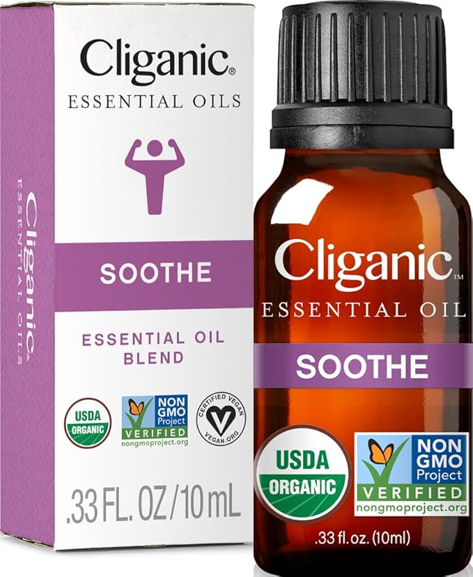 Cliganic Soothe Essential Oil Blend - Organic, Natural Aromatherapy Oil for Diffuser Steam Distilled | Non-GMO Verified