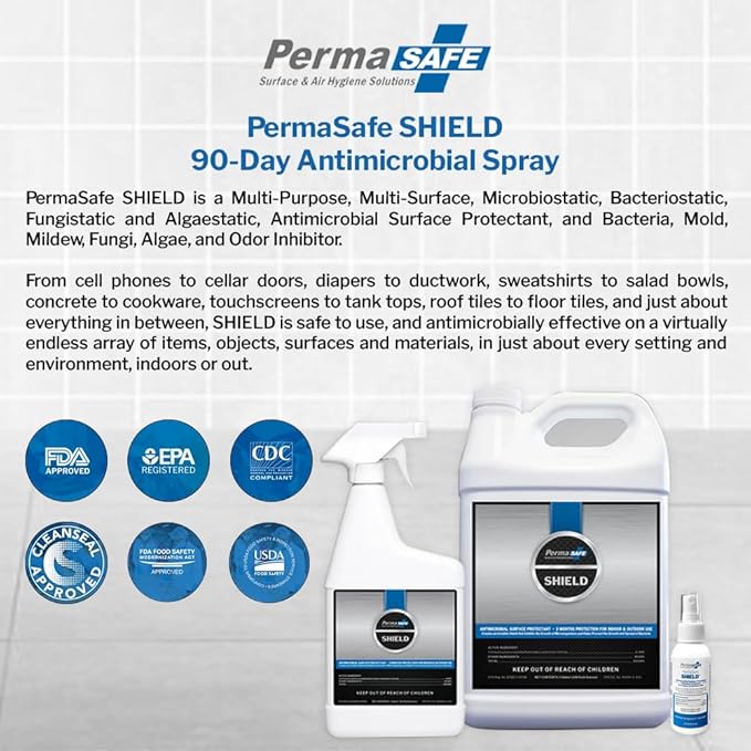 PermaSafe Shield, 90-Day Antimicrobial Surface Protectant; Mold, Mildew, Fungi, Algae and Odor Inhibitor, and More. 1 Gal.
