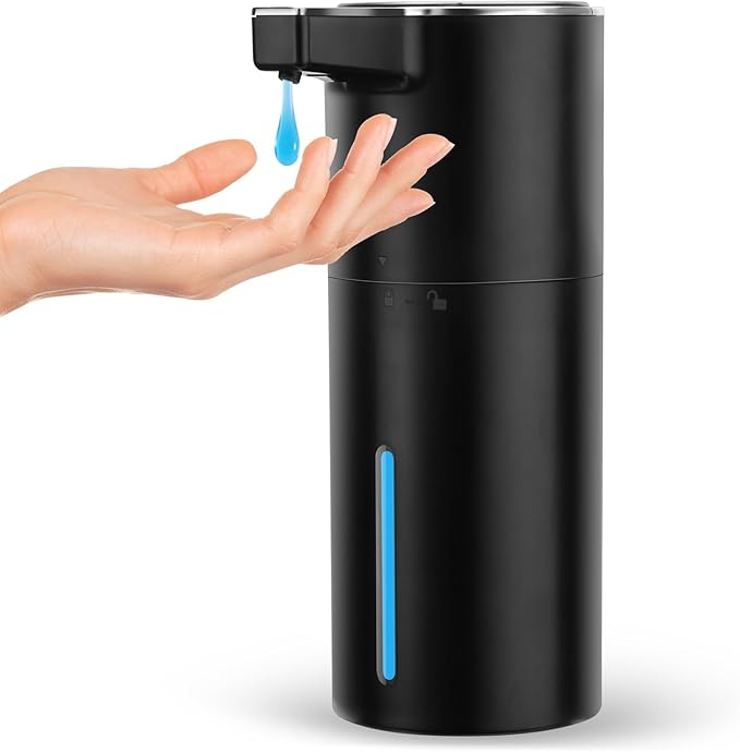 Automatic Soap Dispenser Liquid Touchless: 13.52oz/400ml Wall USB Rechargeable - 4-Level Adjustable Modern Electric Hand Soap Dispenser - Kitchen Bathroom Kids Family Black