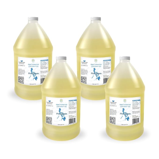 Fractionated Coconut Oil - Sourced Directly from our Farm Partner in the Philippines - Carrier Oil for Diluting Essential Oils, Body, Hair, and Skin Moisturizer - (4Gallons)