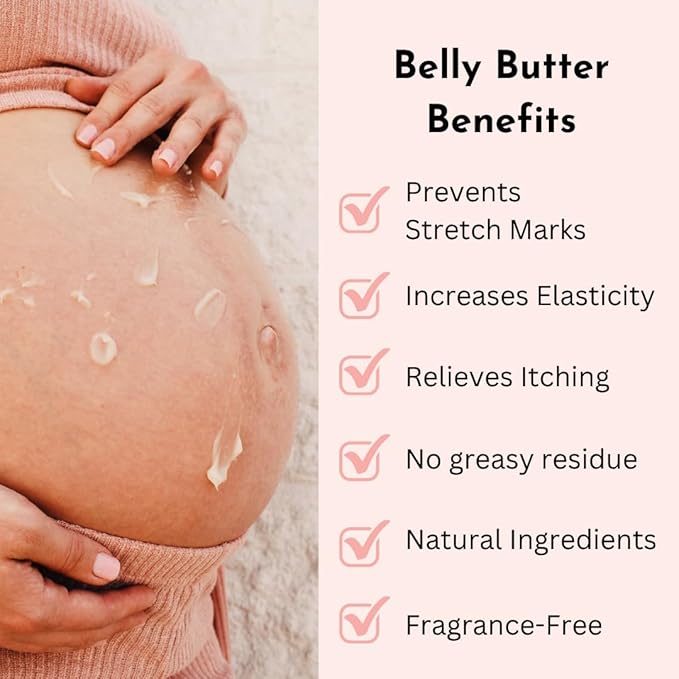 Irene Organics Organic Belly Butter for Pregnancy Stretch Mark Prevention and Treatment Award Winning Anti Stretch Mark Tummy Balm For Pregnancy and Postpartum 8oz - Hydrating Bump Cream