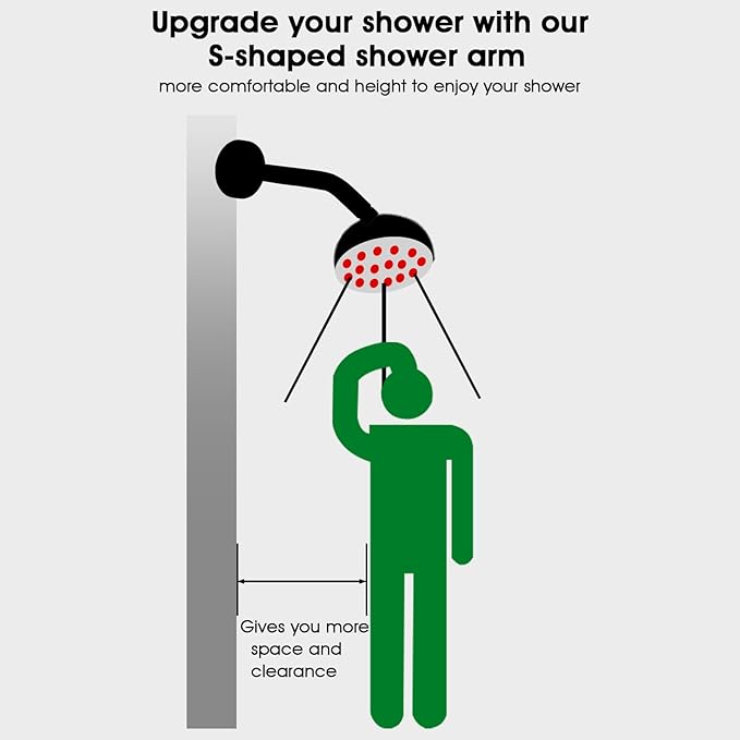 8 Inch Shower Arm with Flange and Stabilizer Bracket, Wall Mounted Shower Pipe Compatible with Rainfall Showerhead, Easy Installation, Brushed Nickel