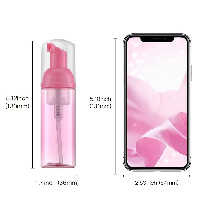 2oz Foam Bottle (3PCS) Empty Foaming Pump Dispenser for Hand Soap, Lash Cleanser, Shampoo to Travel (60ml, Rose Red)
