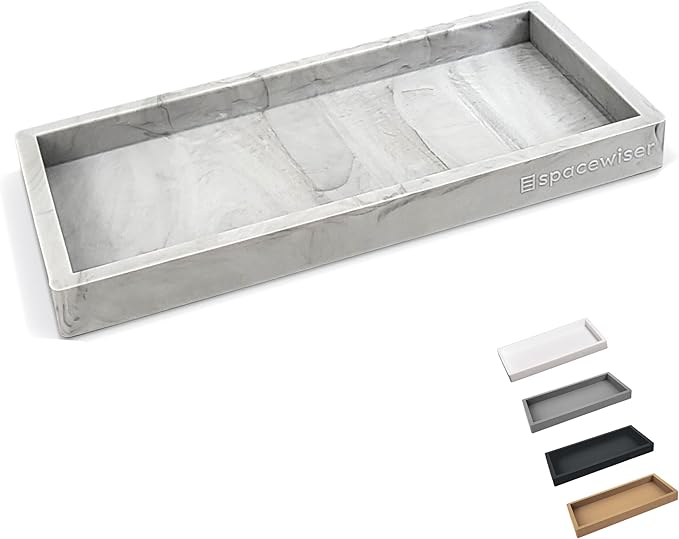 Countertop and Vanity Tray - Small 7.7” Silicone Tray for Soap Dispenser Bottles, Sponge Holder for Kitchen Sink Caddy Organizer, Bathroom Trays, Dish Soap Holder for Kitchen Counter, Keys