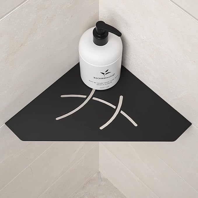 Corner Shower Shelf 10", Matte Black 304 Stainless Steel Pentagonal Corner Shelf Recessed Bathroom Storage Shampoo Holder Organizer Shelf 2 Pack