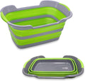 Multipurpose Collapsible Pet Bathtub with Drainage Hole for Puppy Small Dogs Cats, Portable Laundry Basket-Foldable Bathing Tub-Storage Organizer, 7.1 Gal/27L (Green,1)