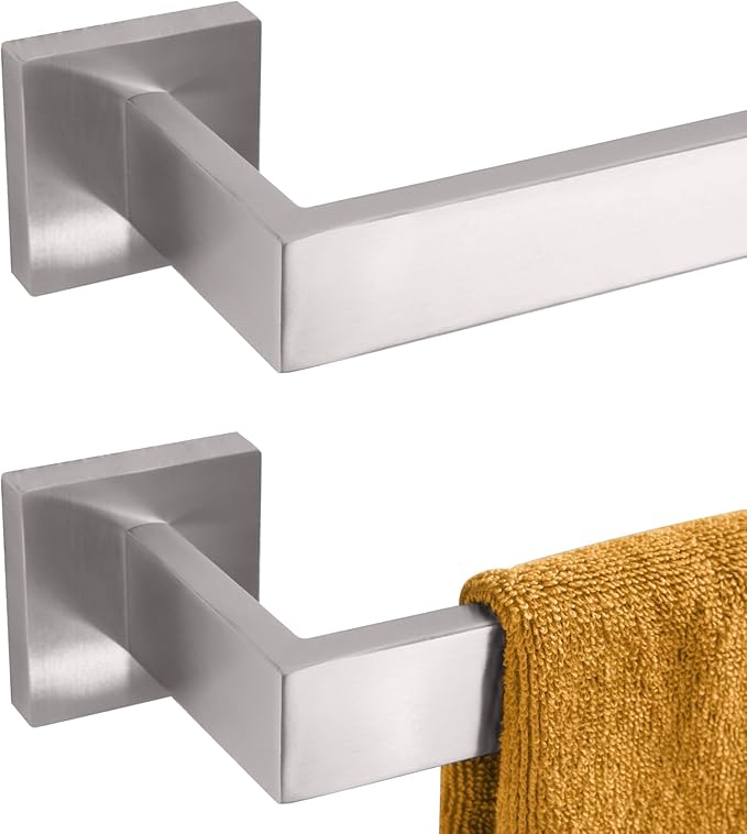 KOKOSIRI 20-Inch Single Towel Bar, Bathroom Kitchen Towel Holder, Wall Mounted T-304 Stainless Steel Towel Rack 2 Pack, Brushed Nickel, B4003BR-L20-P2