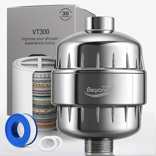 30 Stage Shower Filter Shower Head Filter High Output Softener Reduces Dry Skin Chlorine Odors Chrome