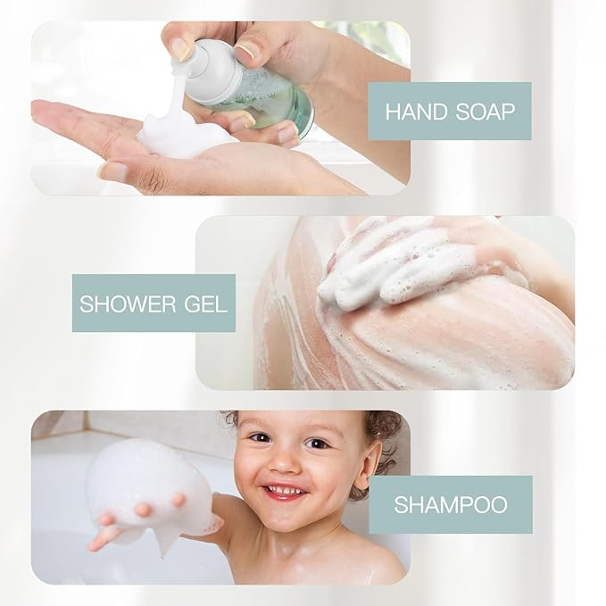 Foam Bottles, 2oz Foaming Pump Dispensers, Empty Travel Soap Mousse Bottle for Lash Cleanser, Shampoo (4PCS, 60ml)