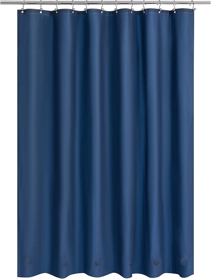 Barossa Design Navy Shower Curtain Liner with 6 Magnets - Waterproof PEVA Shower Liner for Bathroom, 72" x 72" Standard Size, PVC Free, Metal Grommets - Navy Blue, 72x72